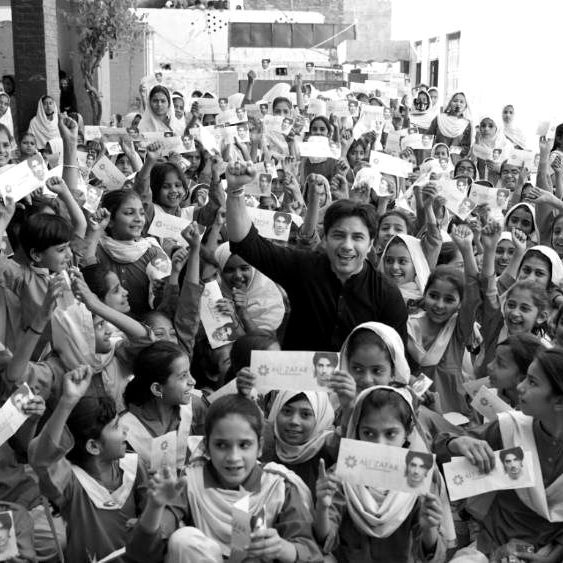 Ali Zafar among a crowd of students